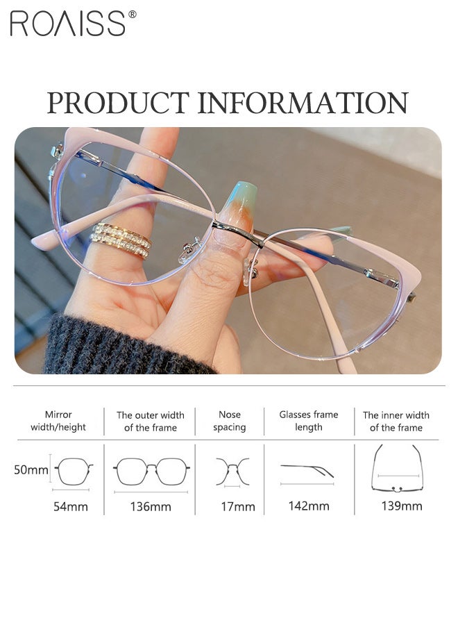 roaiss Blue Light Blocking Sunglasses for Women Anti UV and Glare Blue Light Filter Computer Glasses Cat Eye Photochromic Anti Eyestrain Headache Eyewear Pink Silver - Image 1